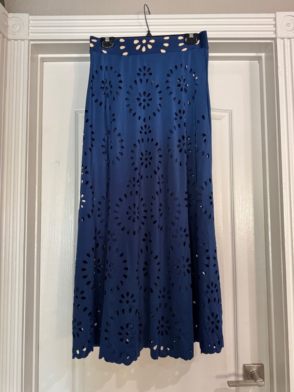 Flaxmaker One Piece Petal Hollow V Neck Swimsuit and Skirt Blue XL NWT - Picture 3 of 11
